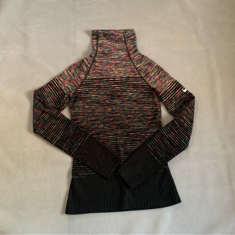 Nike Pro Hyperwarm Long Sleeve Turtleneck Training Workout Rainbow